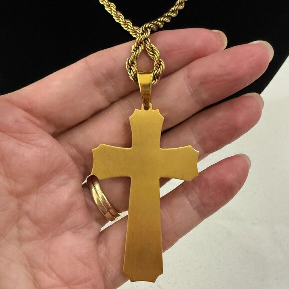 Men's Gold Tone Stainless Steel Cross - Picture 8 of 10